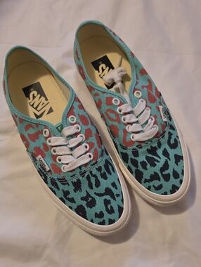Vans Turquoise & Coral Leopard Canvas Sneakers